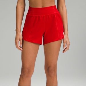 Lululemon hottie, hot red shorts 4” high rise
